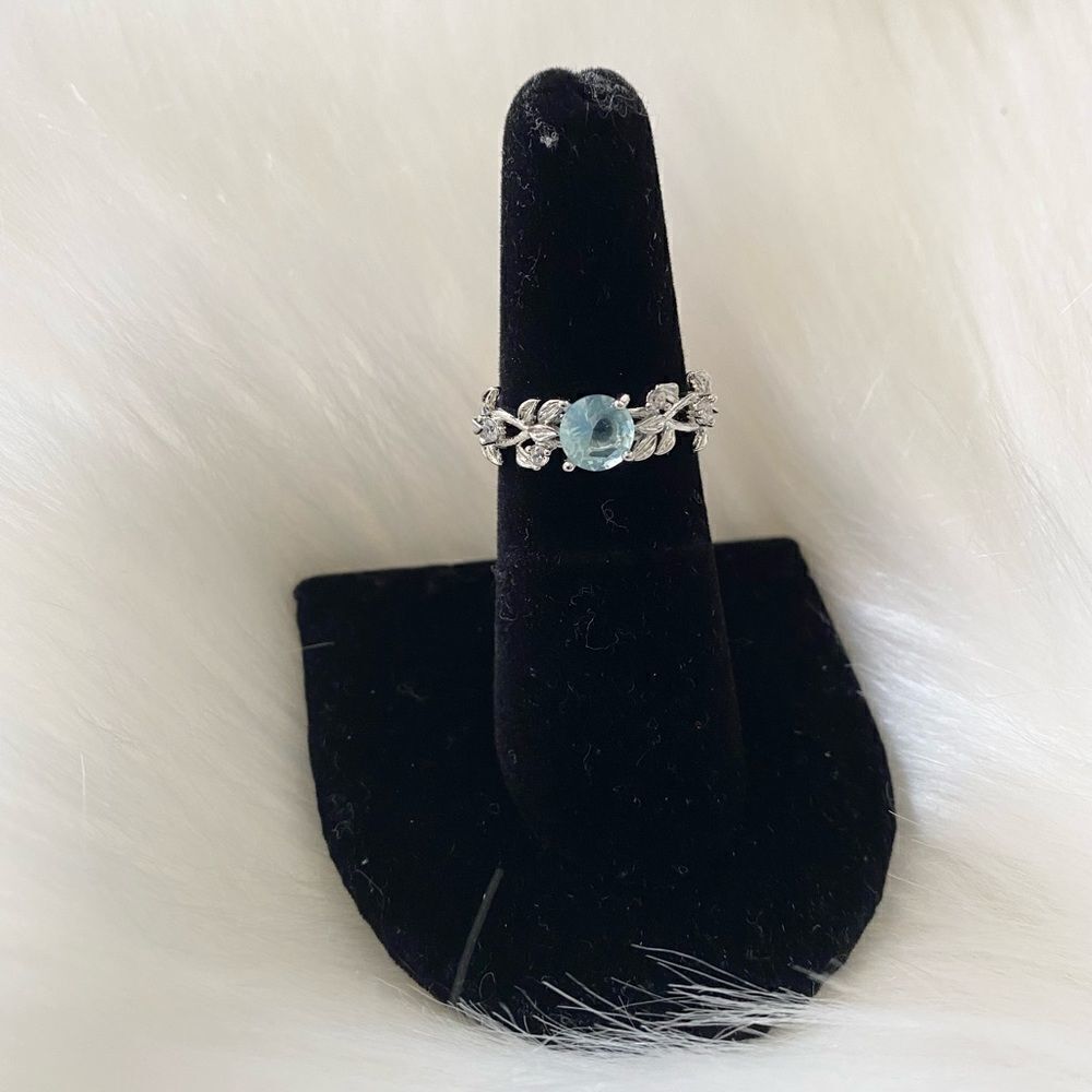 Silver Light Blue Stone Ring 7 - Picture 9 of 12